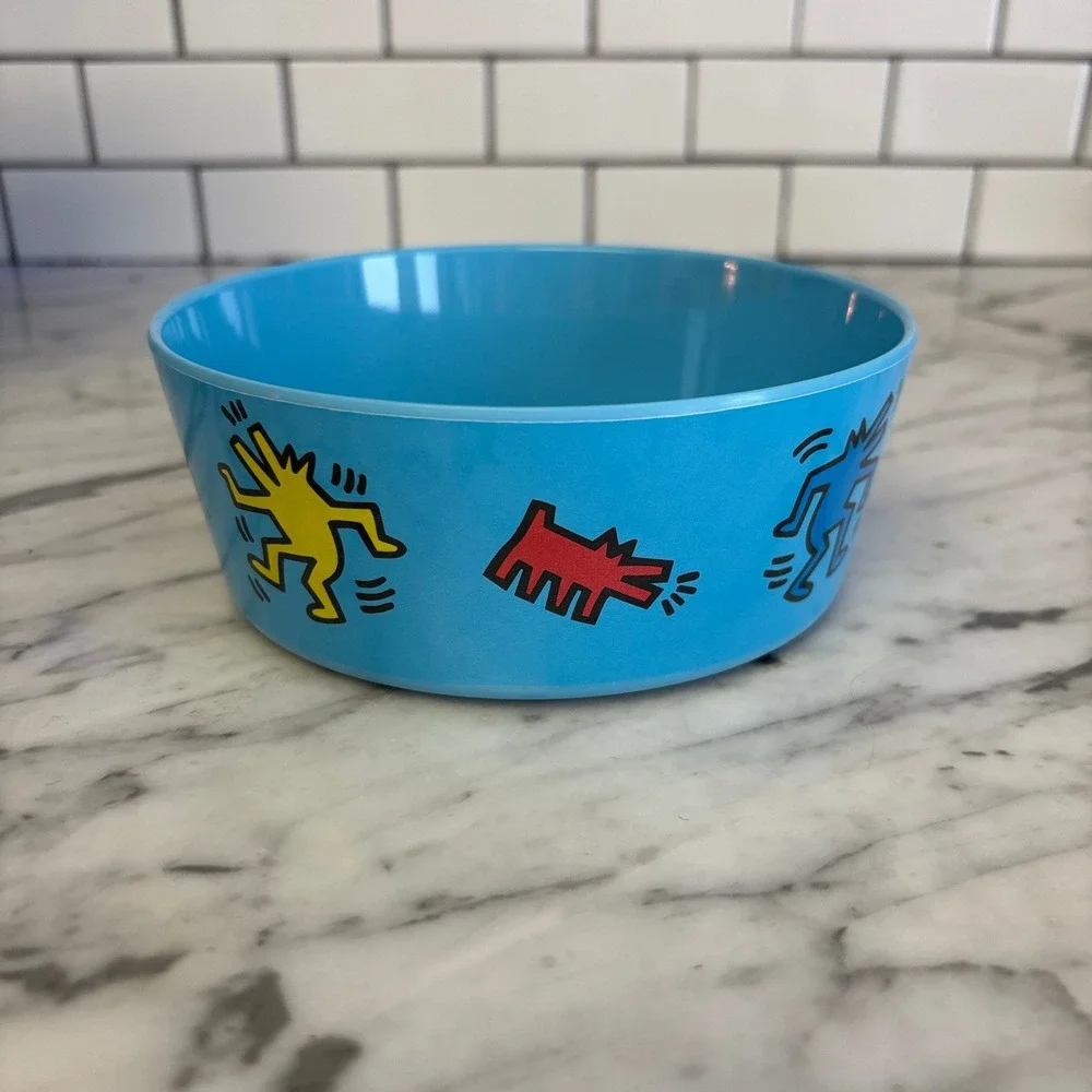 Keith Haring Dog Bowl Blue Special Edition Barking Dog Art